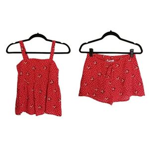 MIA CHICA White Polka Dot Floral Print Sleeveless Top & Skirt 2 Pc Set Large